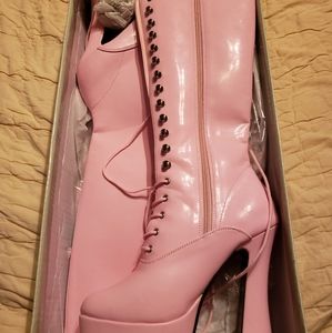 Pleaser Pink Platform Go Go Boots